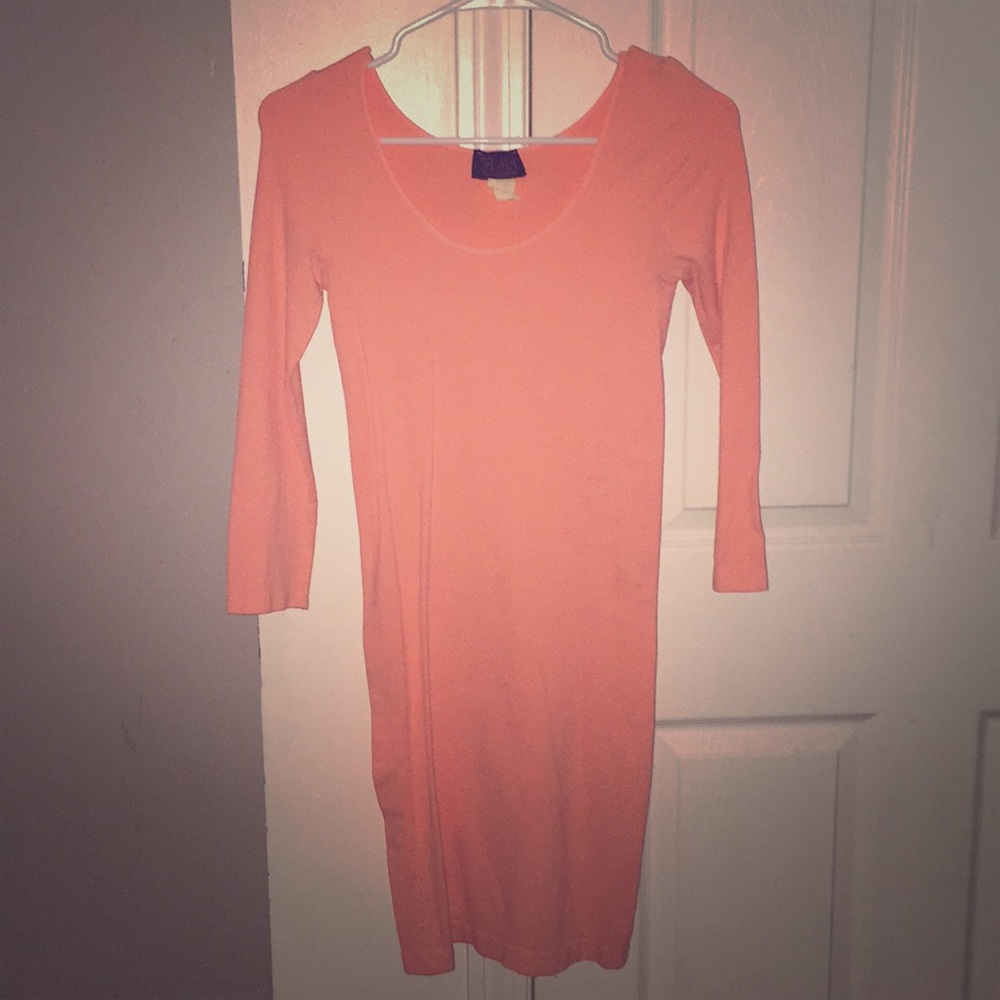 Coral 3/4 sleeve mini dress